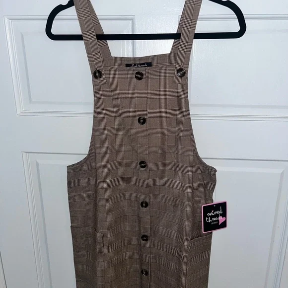 Plaid Brown Mini Dress - Picture 4 of 8